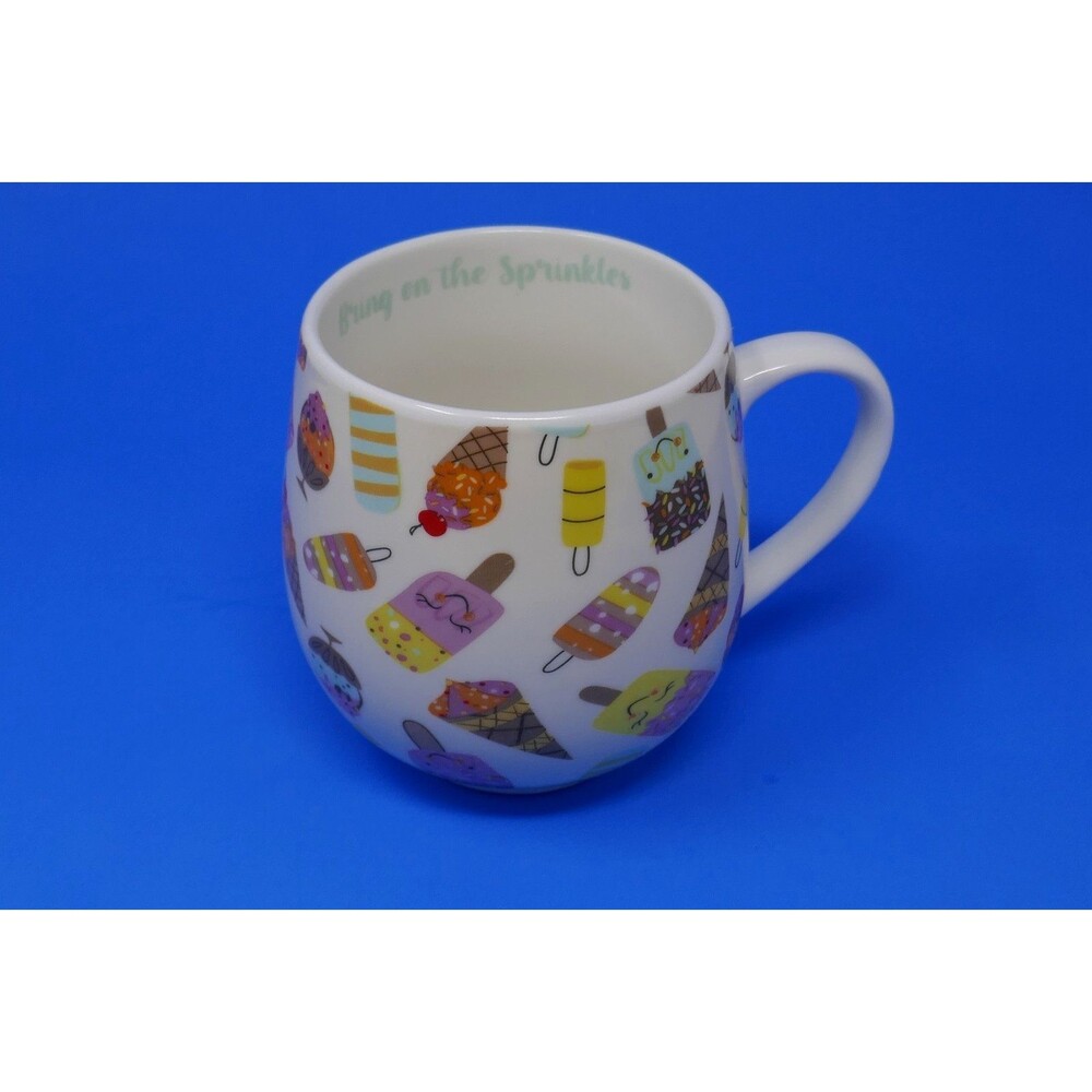 Pfaltzgraff Sentiment Mugs Ice Pops Ice Cream Novelty Mug Bring on the Sprinkles